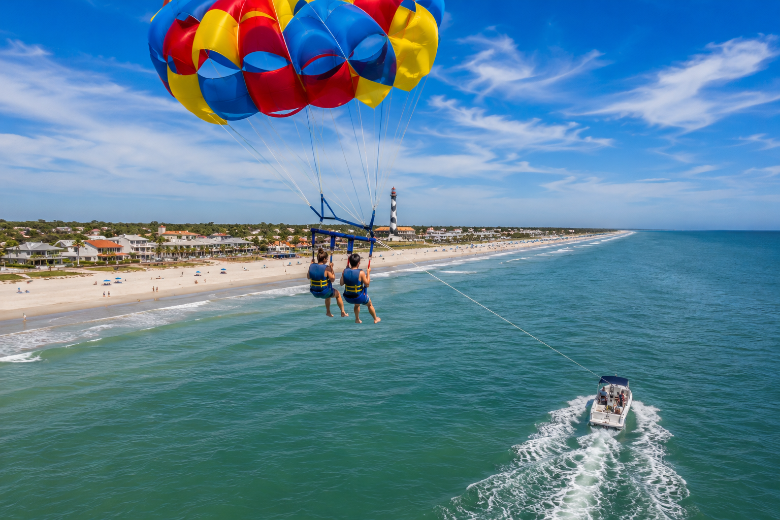 Parasailing adventure over the waters of St. Augustine Beach Florida